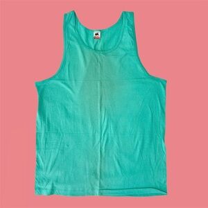 Vintage 90s Single Stitch Fruit of the Loom Blank Tank Mint Green XL